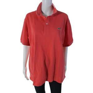 Lacoste Womens Cotton Short Sleeve Button Up Polo Shirt Red Size 6